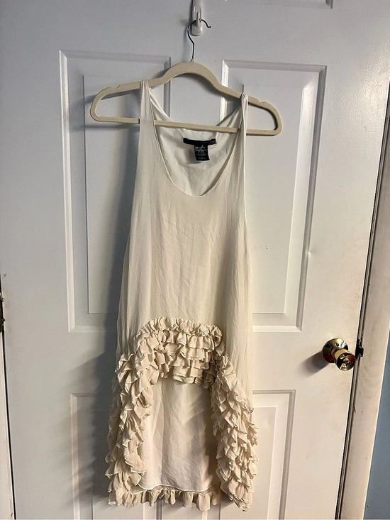 Thomas Wylde Dresses & Skirts - NWOT Thomas Wylde 100% Silk Tiered Ruffle Tank Dress Medium Cream Ivory
